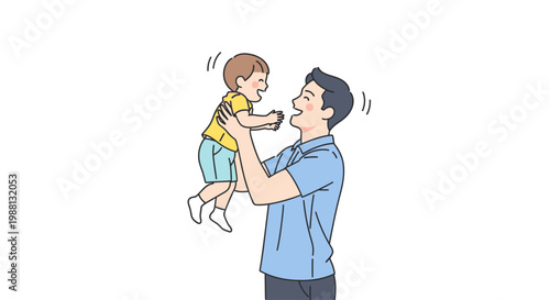 Man Lifting Child Fun Moment Family Activity.