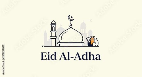 Mosque and lantern icon for Eid Al Adha.