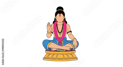 Illustration of a serene hindu deity in a meditative pose