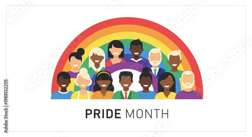 Diverse Group Celebrating Pride Month Rainbow Themed Portrait.