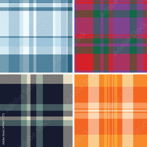 Plaid collection for timeless casual wear. Seamless tartan designs suit skirts, blouses, dresses, and lightweight jackets.