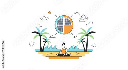 Meditating Person Seated on Beach in Tranquil Pose.