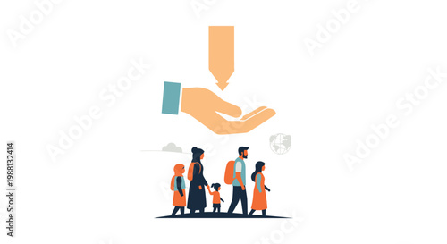 Hands Offer Aid To Diverse Group Of People.