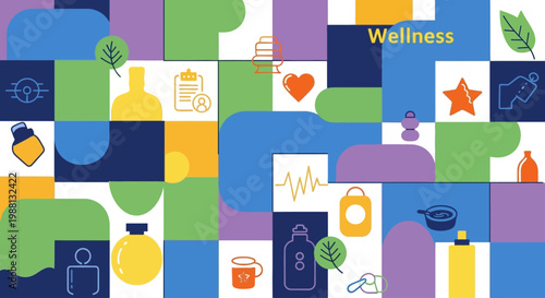 Wellness concept with healthy lifestyle icons