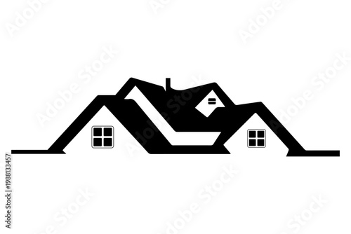Modern Black Rooftop Real Estate Logo