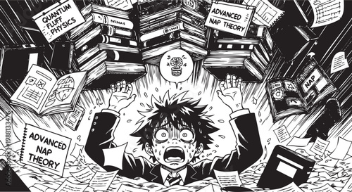 Overwhelmed student in chaos