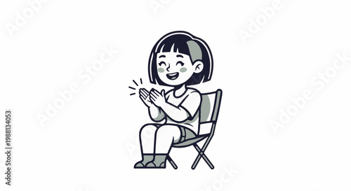 Cheerful child clapping while seated on a chair