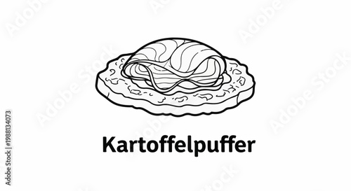 Black and white drawing of potato pancakes, also known as Kartoffelpuffer