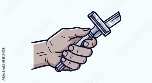 Close up of a hand holding a shaving razor with a clean background