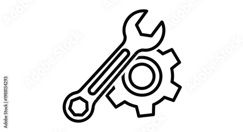 Vector outline icon illustrating essential tools for mechanical repair, system settings, and technical maintenance, ideal for various digital interfaces and engineering concepts