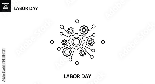 Labor Day Celebration with Industrial Gears and Network Connections, symbolizing work and connectivity in modern industry