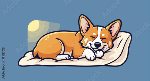Adorable corgi dog sleeping peacefully on a soft pillow