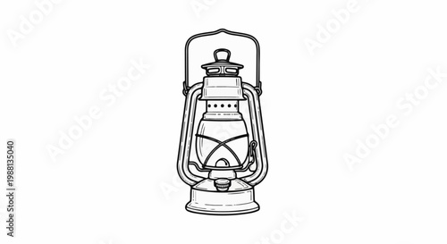 Black and white illustration of a classic kerosene lantern