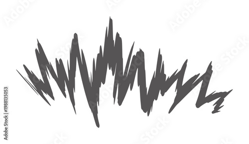 Jagged dark grey abstract brush strokes forming a jagged line