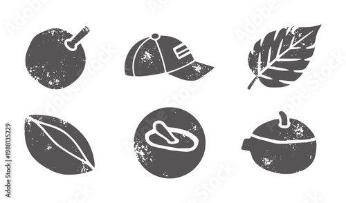 Six distressed dark grey of nature and white apple leaf seed mortar