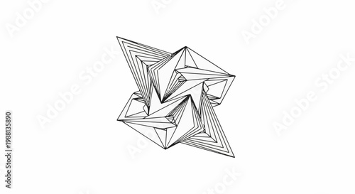 Complex geometric abstract black and white wireframe design