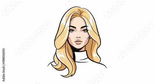 Comic-style portrait of a blonde woman with wavy hair