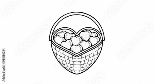 Heart-shaped basket overflowing with love hearts