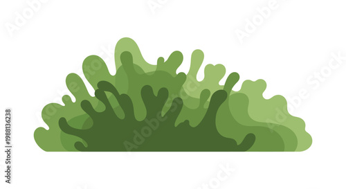 Stylized green shrubbery illustration with a distinct dark silhouette high quality