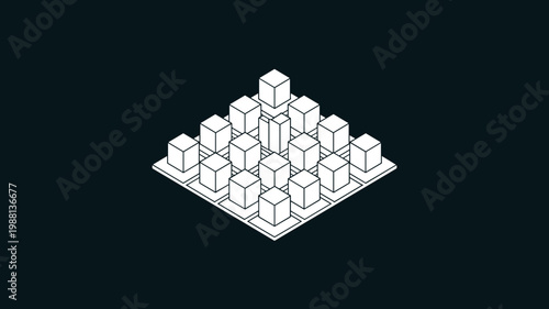 Geometric isometric urban layout vector mark - for smart city illustration
