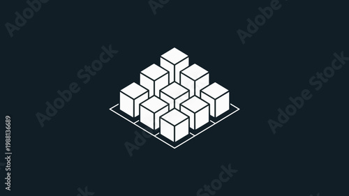 Minimalist city block icon in isometric projection - for architecture design