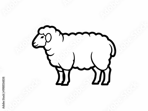 Sheep line art illustration for Eid Al-Adha sacrifice festival animal