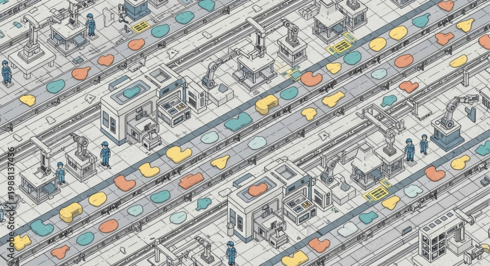 Obraz premium Abstract illustration of a busy city street with colorful cars.