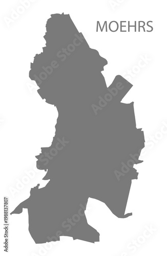 Moers city map with boroughs grey illustration silhouette shape