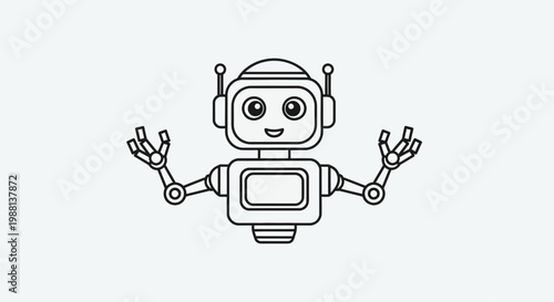 Friendly Robot Character Outline Icon