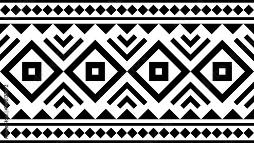 Seamless black traditional tribal geometric pattern