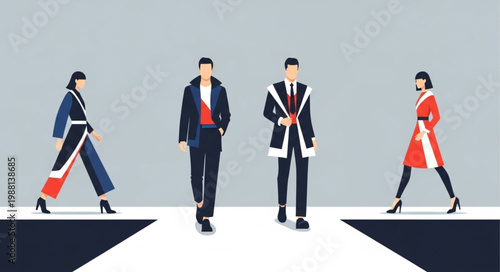 Diverse Models Showcase Fashion on Runway.