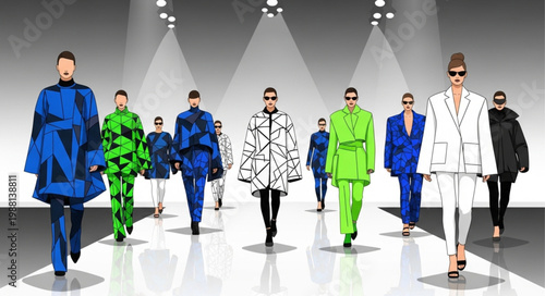 Diverse Models Showcase Vibrant Fashion on Runway.