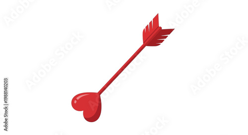 Vibrant red cupid arrow featuring a heart shaped tip for romantic celebrations and special holiday gift cards