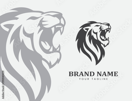 lion head logo illustration design