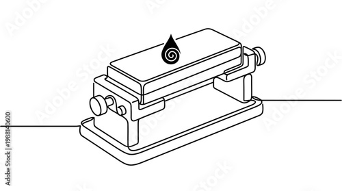 Single Continuous Line Whetstone Holder Knife Sharpening Base with Water Drop Minimal Vector Illustration