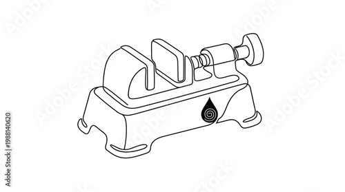 Single Continuous Line Whetstone Holder Knife Sharpening Base with Water Drop Minimal Vector Illustration