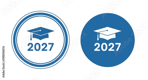 Graduation cap and 2027 year icons representing academic achievement and future milestones.