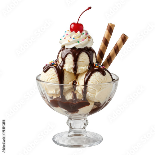 Delicious sundae isolated on transparent background a sweet treat for any occasion