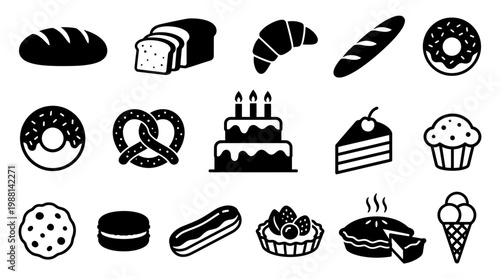 Variety of sweet baked dessert foods.