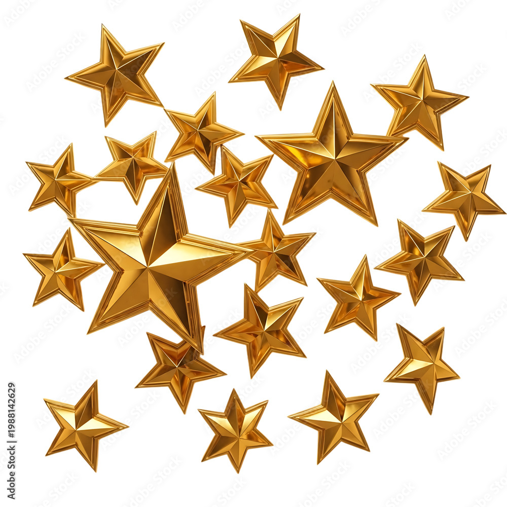 Obraz premium Golden Star Awards Decorations with Multiple 3d Stars