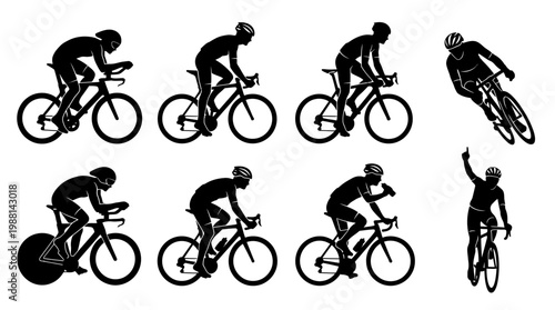 Cycling Silhouettes in Various Poses.