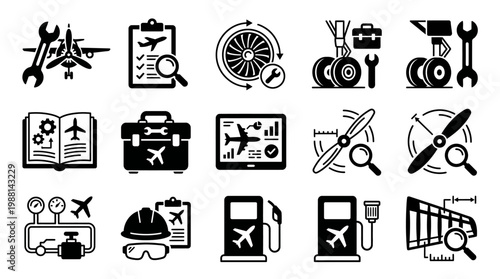Airplane Travel Icons and Symbols.