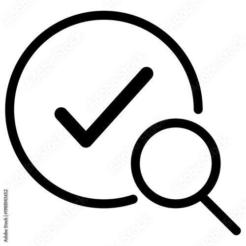 search confirmation line icon. find verify checkmark vector illustration
