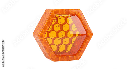Hexagonal Honeycomb Container with Liquid Honey