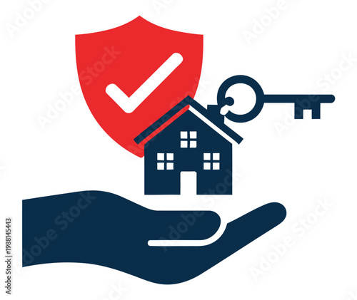 Home protection insurance icon set, clean editable stroke vector collection featuring home, security shield, approval check, mark, key access, and protective hand gesture for insurance services