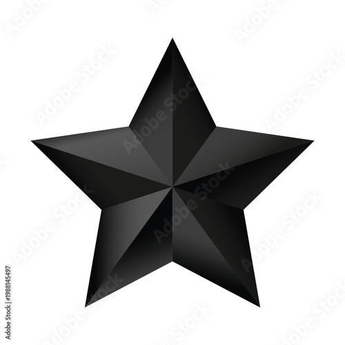 Elegant black 3D star with soft highlights and faceted design. Perfect for luxury branding, awards, decoration, and modern graphic projects. Stylish symbol of excellence and prestige.