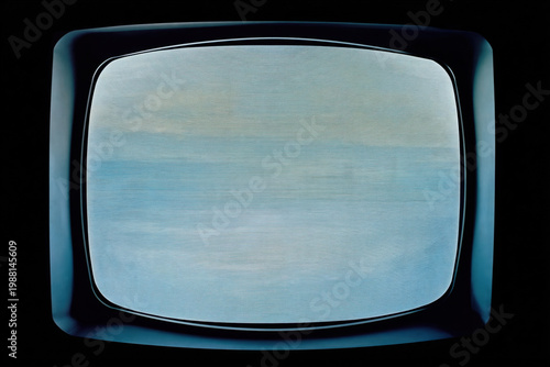 Retro television with abstract blue screen in vintage style