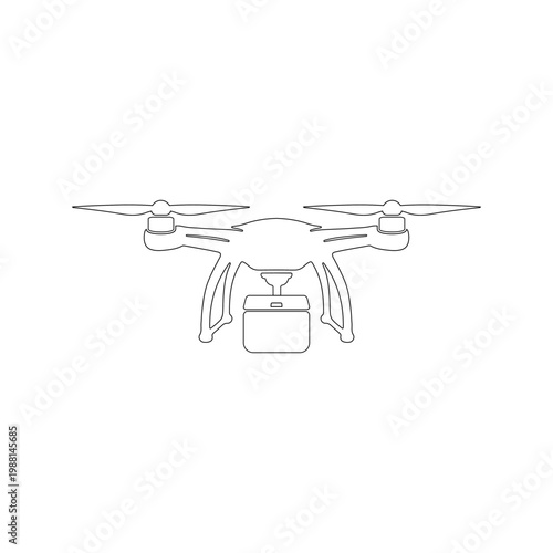 Simple outline drone symbol set with quadcopter designs, presented as minimal vector line illustrations isolated on clean background, EPS 10 compatible.