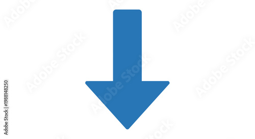 Blue Down Arrow Icon Isolated on White Background