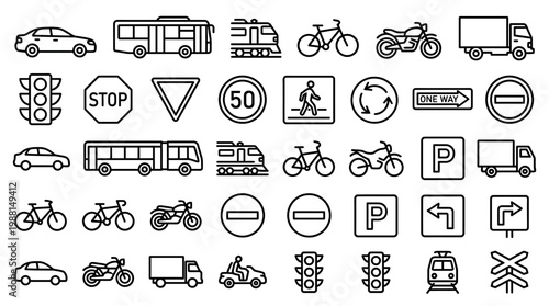 Traffic Road Transport Signs Symbols.